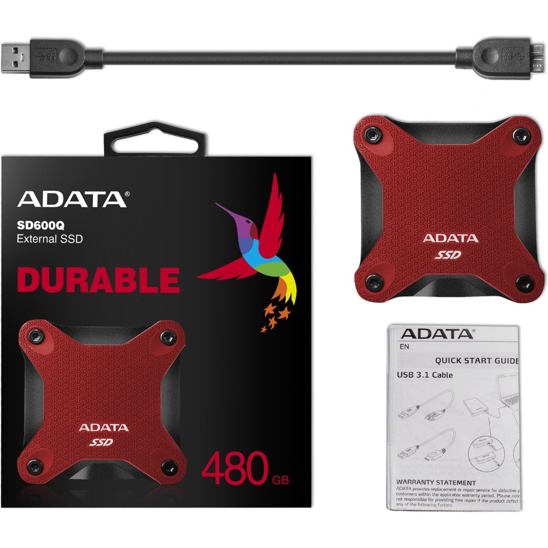Disco Externo SSD ADATA SD600Q 240GB USB 3.2 - Vermelho 3